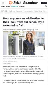 How anyone can add leather to their look from old-school style to feminine flair - irishexaminer.com - 2022 02 02 - Alexandra Lapp - found on https://www.irishexaminer.com/lifestyle/fashionandbeauty/arid-40794981.html