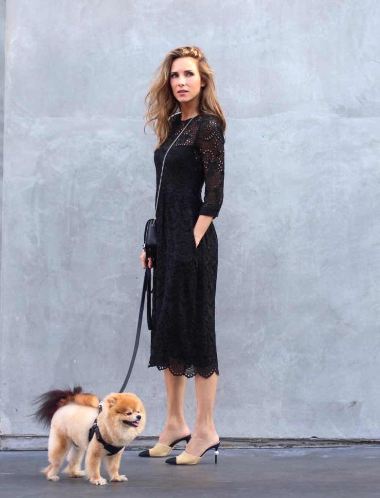 Alexandra Lapp wearing Jadicted, Furla, Chanel in front of Mayfield LA, Melrose