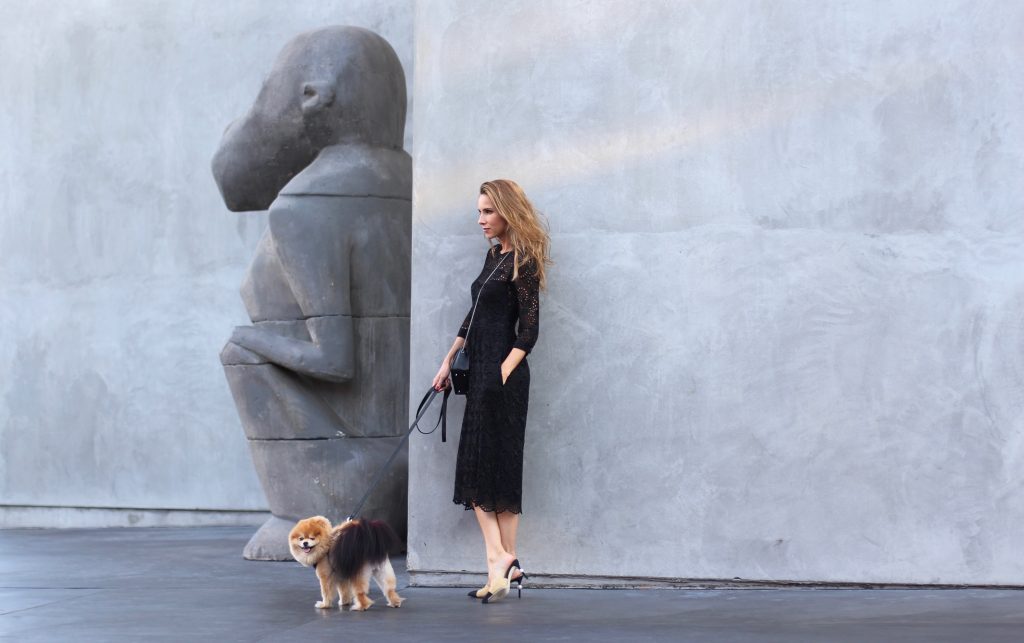 Alexandra Lapp wearing Jadicted, Furla, Chanel in front of Mayfield LA, Melrose