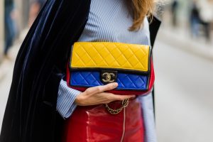 PARIS, FRANCE - SEPTEMBER 30: German fashion blogger and model Alexandra Lapp (@alexandralapp_) wearing Blue Velvet Phillip Lim shoes, Steffen Schraut blue velvet coat, Zara skirt and blouse, Dior sunglasses, Chanel bag on September 30, 2016 in Paris, France. (Photo by Christian Vierig/Getty Images) *** Local Caption *** Alexandra Lapp