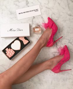 Model and Blogger Alexandra Lapp wearing Christian Louboutin and introducing the new Dior Eau de Parfum from Dior, called Miss Dior.