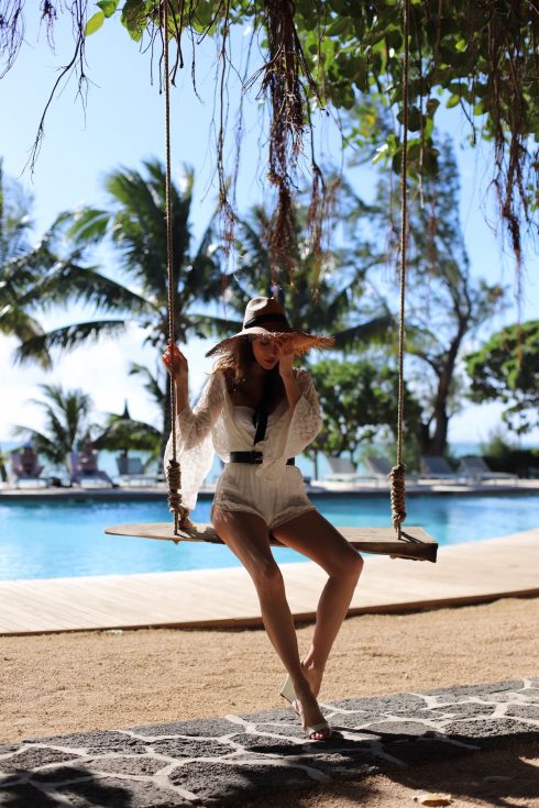 Alexandra Lapp during her Mauritius holidays at Lux Grand Gaube, May 2018.