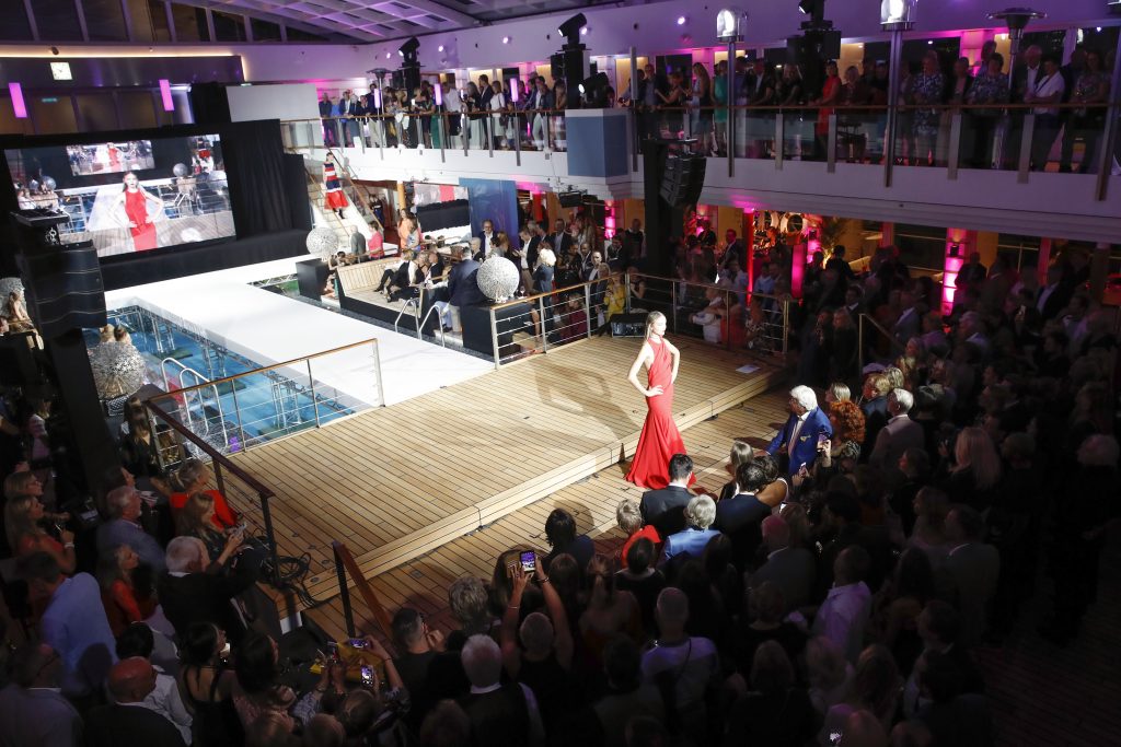 Blogger and Model Alexandra Lapp on board of the MS EUROPA 2 of Hapag-Lloyd Cruises for the FASHION2NIGHT event on August 17, 2018 in Hamburg, Germany.