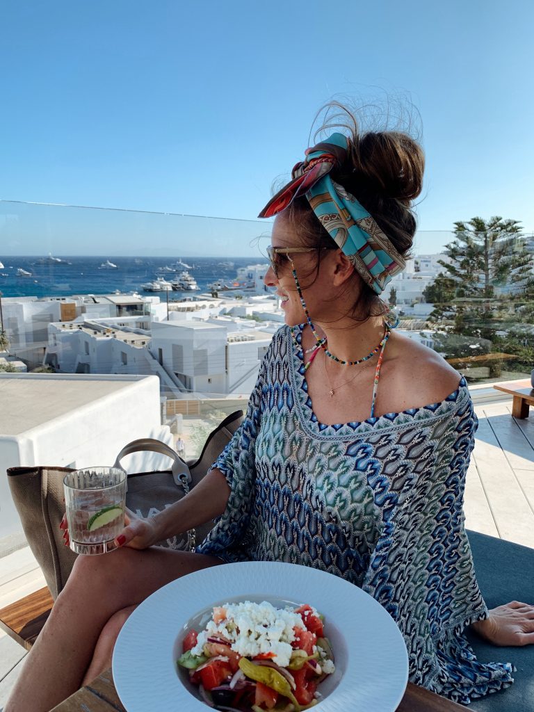 Alexandra Lapp in a Mykonos Look is seen on vacation on the Greek Islands