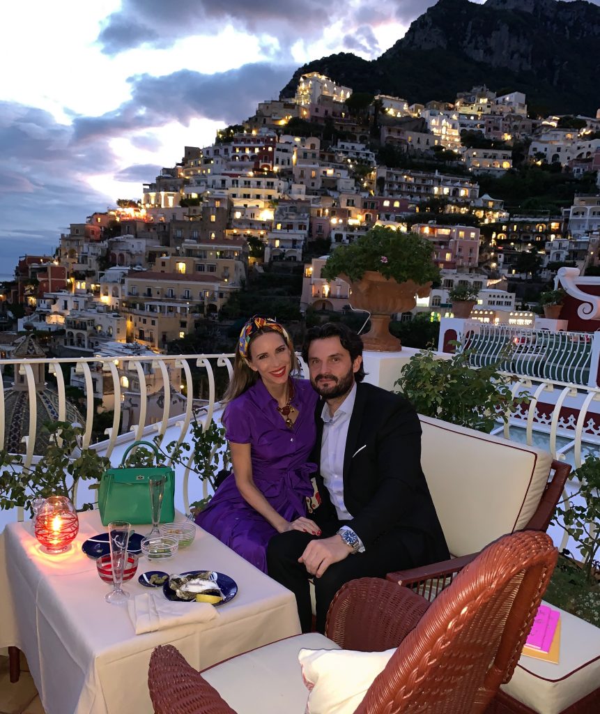 Alexandra Lapp is seen wearing a Positano Look during her vacation at the hotel Le Sirenuse in Positano, Italy.