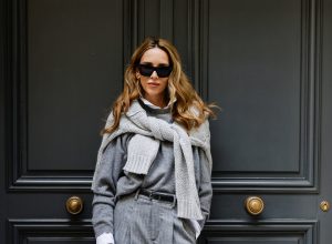 Alexandra Lapp is seen wearing cozy and casual looks during Paris Fashion Week Fall/Winter.