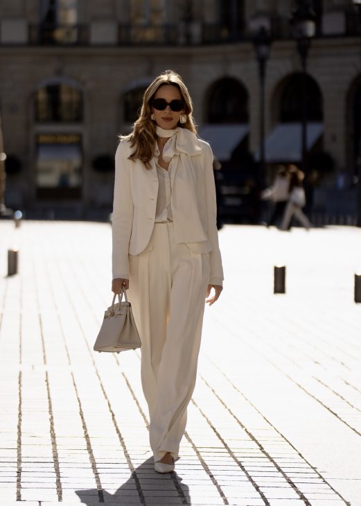 Alexandra Lapp x Seidensticker, Alexandra Lapp, Seidensticker, Chanel, Paris, Hermès, Christian Dior, Celine, Louboutin, France, Fashion Week, PFW, off-white, black, black and white, Skirt, Blouse, Marlene Pants, Blazer, Cardigan, Knitwear Alexandra Lapp is seen wearing pieces of the fourth drop of the Alexandra Lapp x Seidensticker collection in Paris.