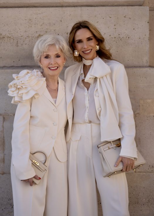 Alexandra Lapp is seen wearing pieces of the fourth drop of the Alexandra Lapp x Seidensticker collection in Paris.