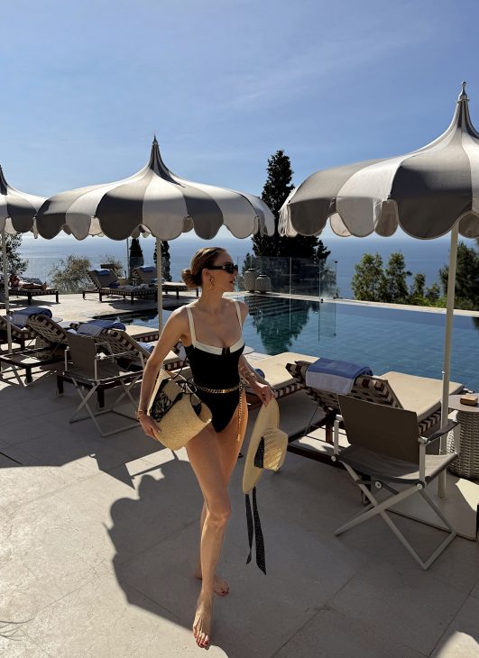 Alexandra Lapp, Four Seasons Taormina, San Domenico Palace, Sicily holidays, luxury travel Sicily, Taormina Italy, luxury hotel Sicily, Italian summer, luxury vacation, fashion influencer travel, Mediterranean lifestyle, Sicilian getaway, Four Seasons Sicily, luxury resort Italy, Taormina holidays, Seidensticker x Alexandra Lapp, Hermès, Kelly Bag, Christian Dior, Saint Laurent, Seidensticker Alexandra Lapp enjoying a luxury holiday at San Domenico Palace, Taormina, A Four Seasons Hotel in Sicily, Italy. The fashion and lifestyle influencer experiences the beauty of the iconic Four Seasons resort overlooking the Ionian Sea and the historic town of Taormina. Elegant resort style, Mediterranean charm, and luxury travel inspiration capture the essence of a perfect Sicilian getaway.