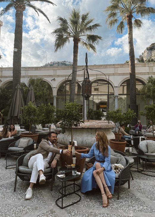 Alexandra Lapp, Four Seasons Taormina, San Domenico Palace, Sicily holidays, luxury travel Sicily, Taormina Italy, luxury hotel Sicily, Italian summer, luxury vacation, fashion influencer travel, Mediterranean lifestyle, Sicilian getaway, Four Seasons Sicily, luxury resort Italy, Taormina holidays, Seidensticker x Alexandra Lapp, Hermès, Kelly Bag, Christian Dior, Saint Laurent, Seidensticker Alexandra Lapp enjoying a luxury holiday at San Domenico Palace, Taormina, A Four Seasons Hotel in Sicily, Italy. The fashion and lifestyle influencer experiences the beauty of the iconic Four Seasons resort overlooking the Ionian Sea and the historic town of Taormina. Elegant resort style, Mediterranean charm, and luxury travel inspiration capture the essence of a perfect Sicilian getaway.