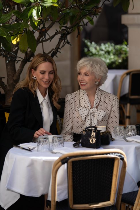 Alexandra Lapp is seen wearing her tucedo tailoring collection Alexandra Lapp x Seidenstecker in Paris.