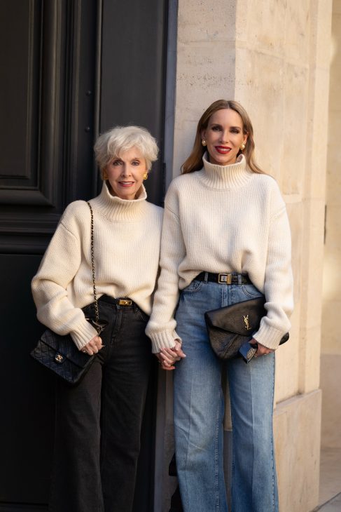 Alexandra Lapp is seen wearing her tucedo tailoring collection Alexandra Lapp x Seidenstecker in Paris.