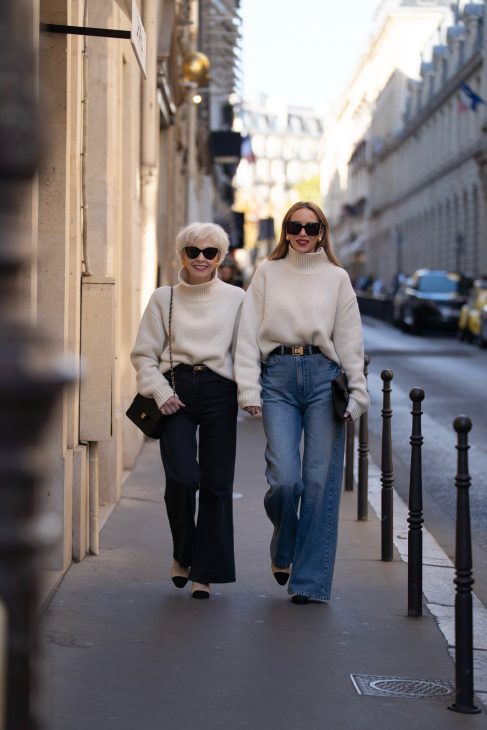 Alexandra Lapp is seen wearing her tucedo tailoring collection Alexandra Lapp x Seidenstecker in Paris.